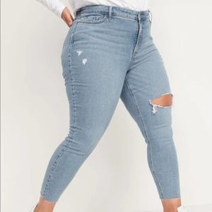 Old Navy Plus Size High Waist Rockstar Super Skinny Ripped Ankle Jeans Gemma 26W